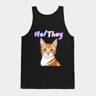 Crookie - He/They Rainbow Text Pink Tank Top